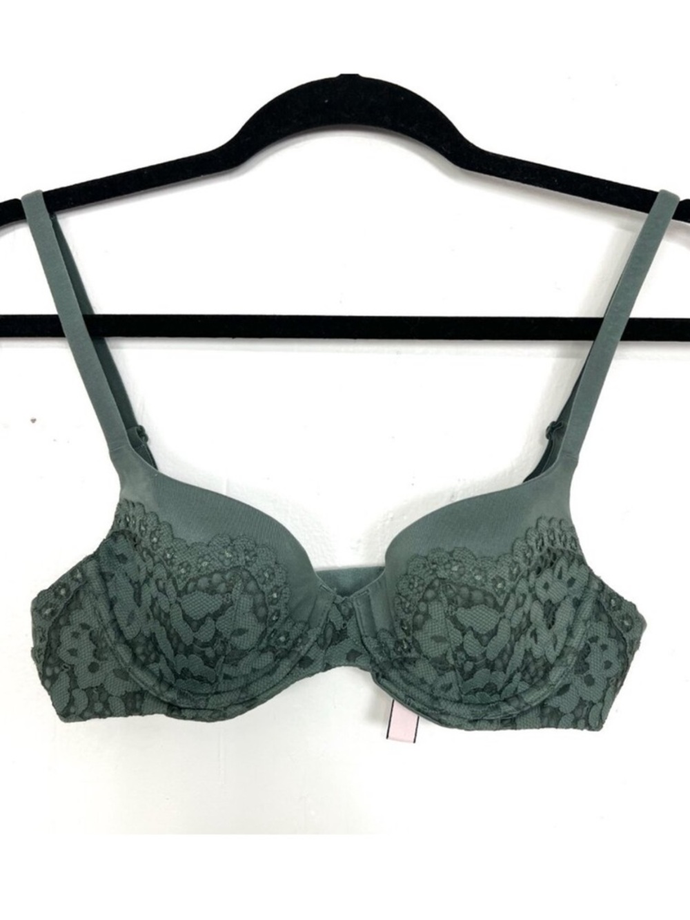 Victoria’s Secret Lined Demi Bra Body By Victoria 34A Olive Green Lace